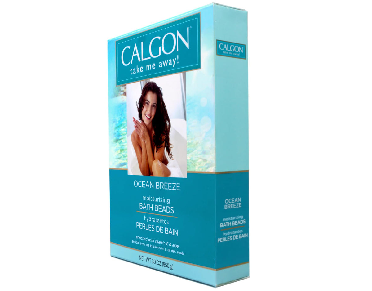 Calgon beads dissolving in tub water showing fragrant soak benefit