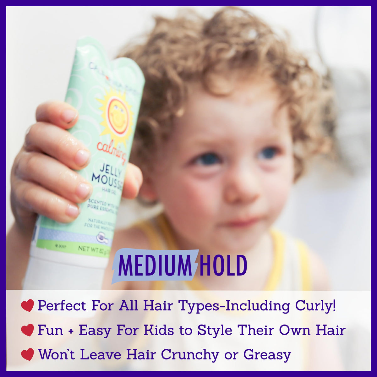 California Baby being applied to child's hair for gentle hold and taming flyaways
