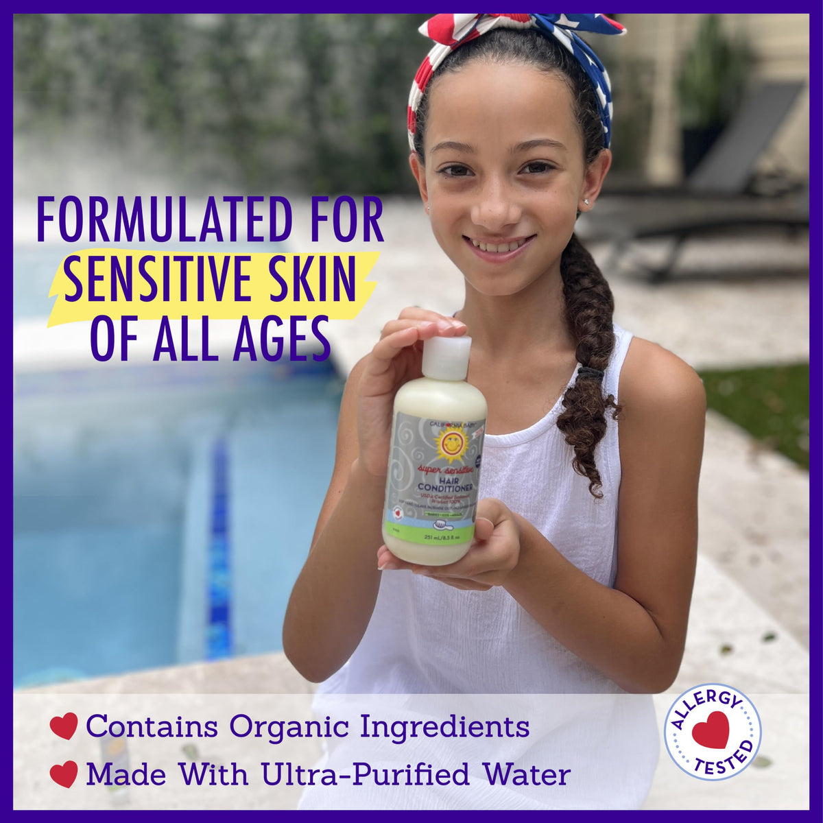 California Baby conditioner detangling toddler hair in bath for gentleness