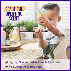 California Baby on bathroom counter illustrating easy everyday styling routine