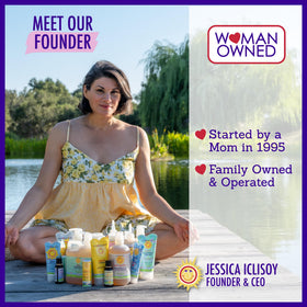 California Baby packaging detail highlighting family-made, California manufacturing