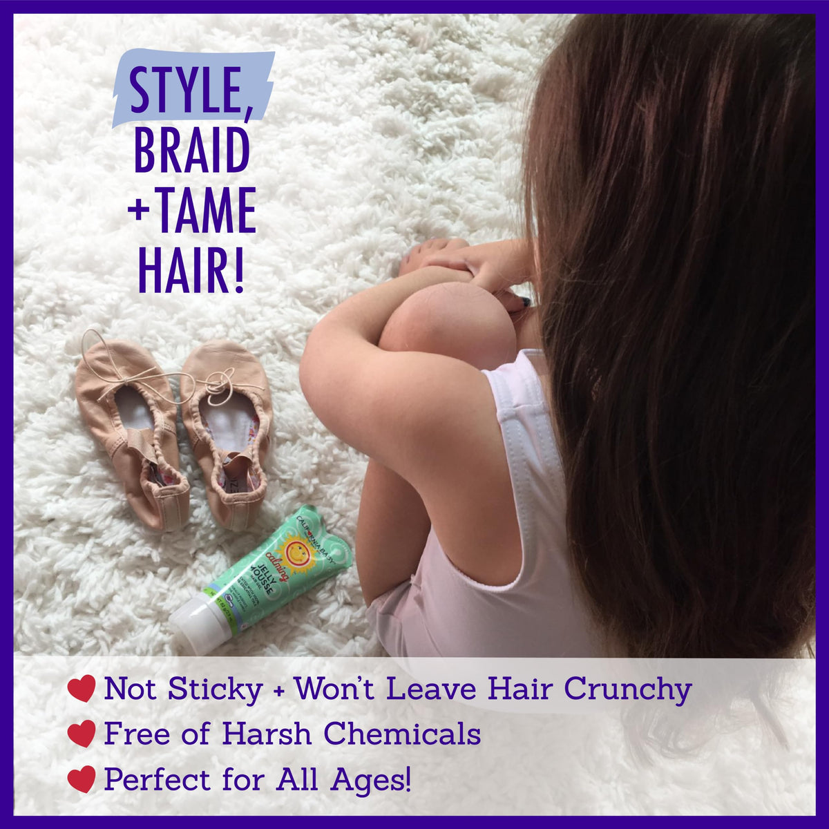 California Baby styling braids before and after showing defined, natural hold