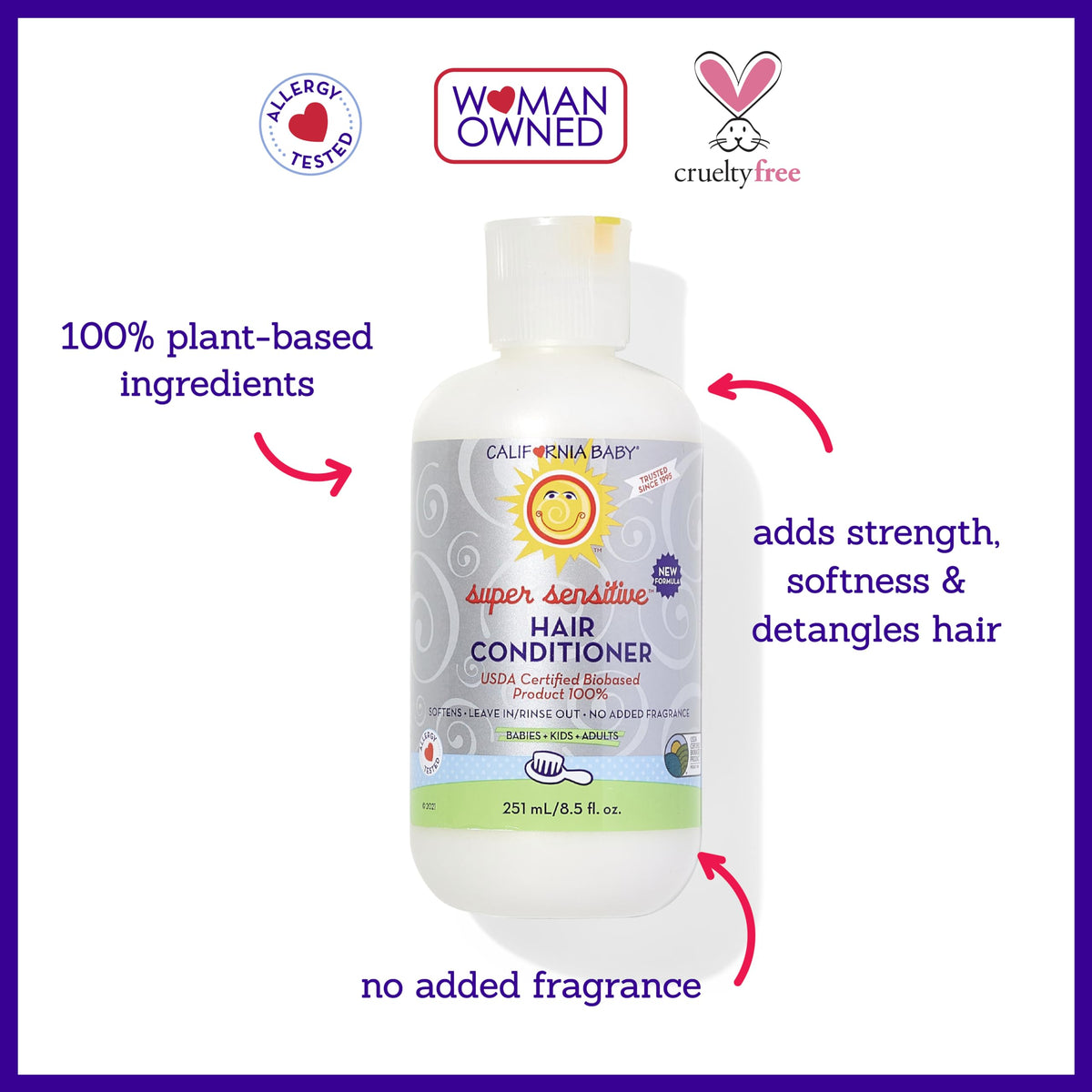 California Baby creamy conditioner texture for easy detangling
