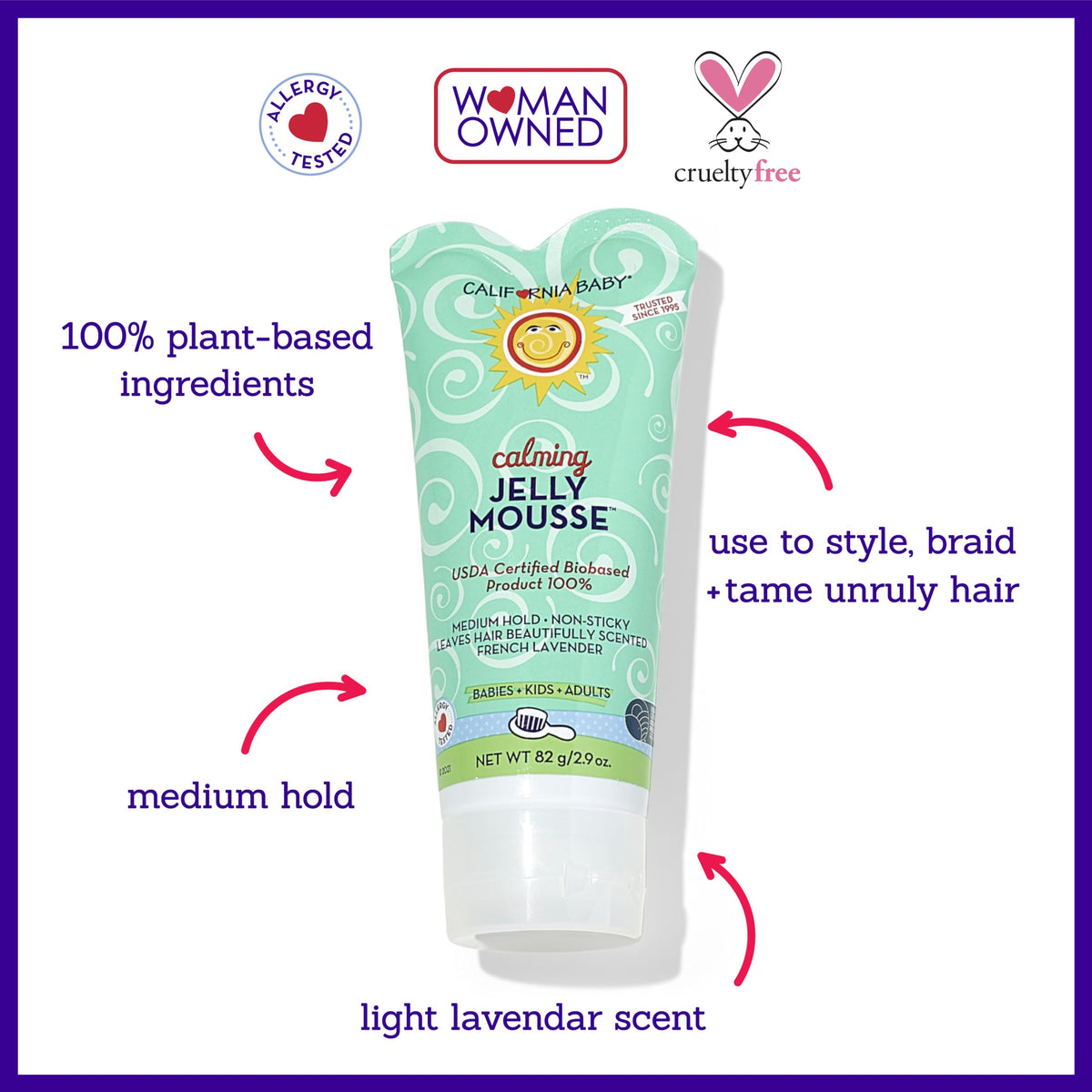 California Baby gel texture on fingertips demonstrating non-crunchy finish
