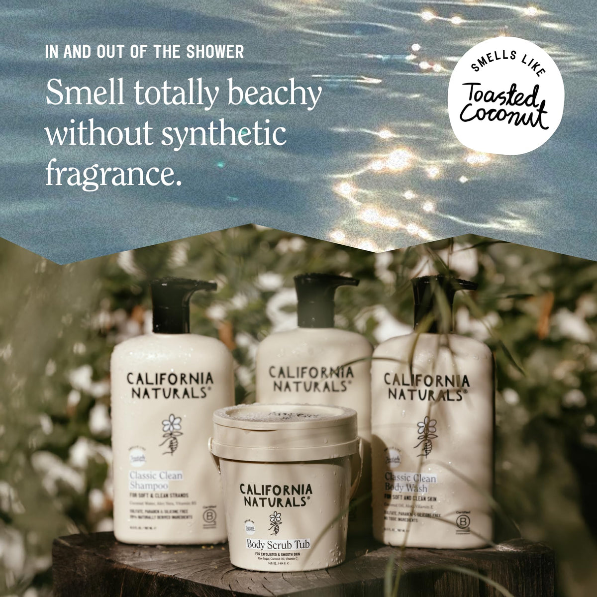 California Naturals on bathroom shelf illustrating daily-use convenience
