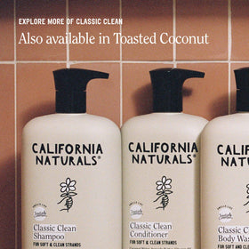 California Naturals bottles beside vanilla flowers highlighting natural vanilla scent benefit