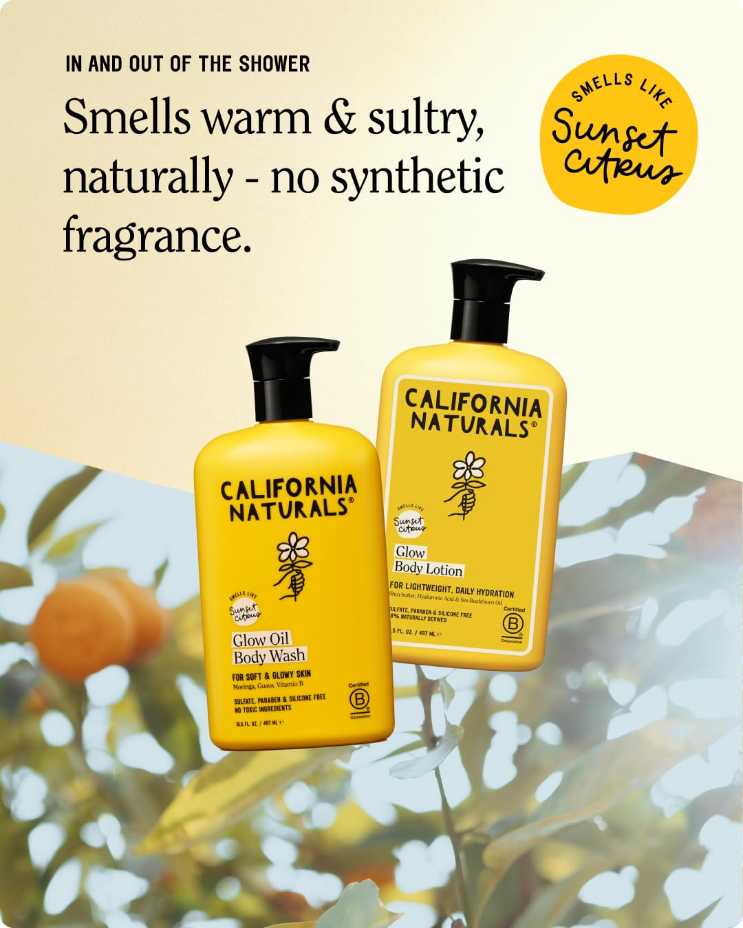 California Naturals ingredient label with key ingredients listed for clean-beauty transparency