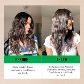California Naturals shampoo in shower applied to wet hair for hydration