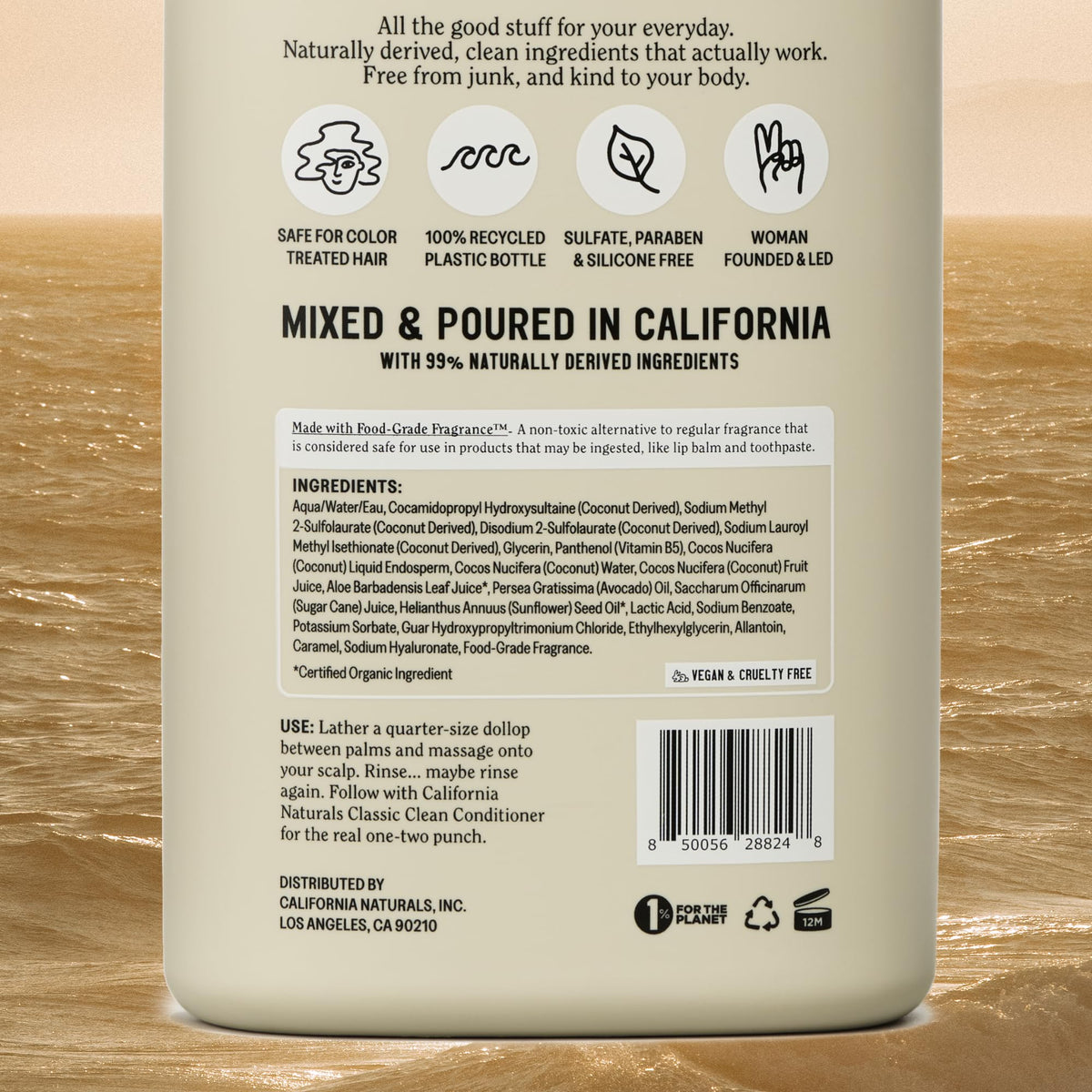 California Naturals in-shower use illustrating a relaxing tropical wash experience