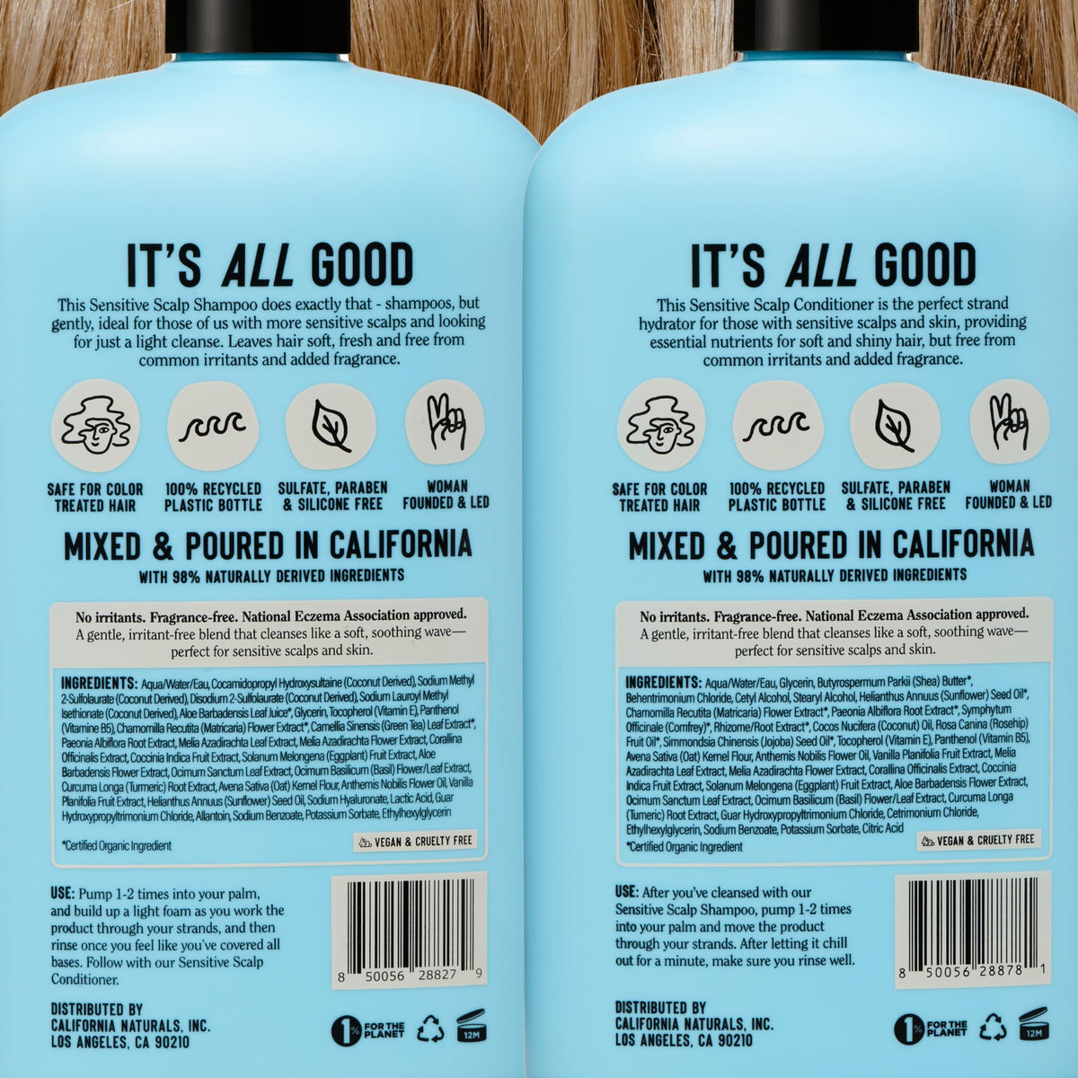 California Naturals in-shower use with hands applying shampoo for calm cleansing