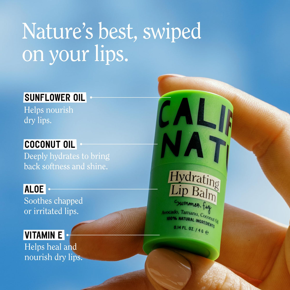 California Naturals ingredients display with beeswax and coconut oil benefits