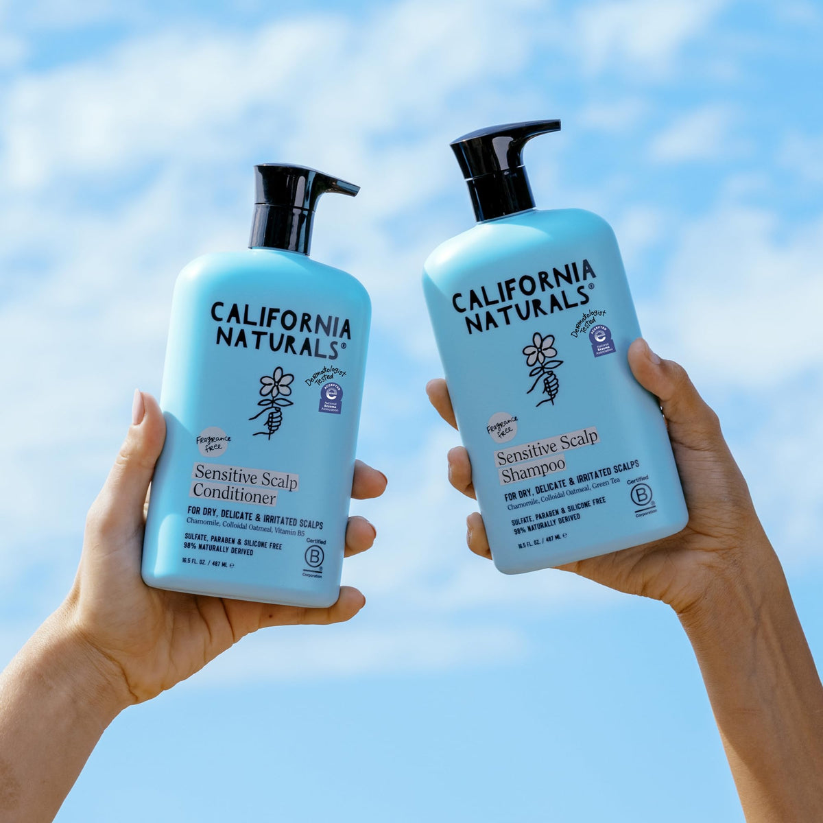 California Naturals set on bathroom shelf presenting clean routine and sustainable bottle