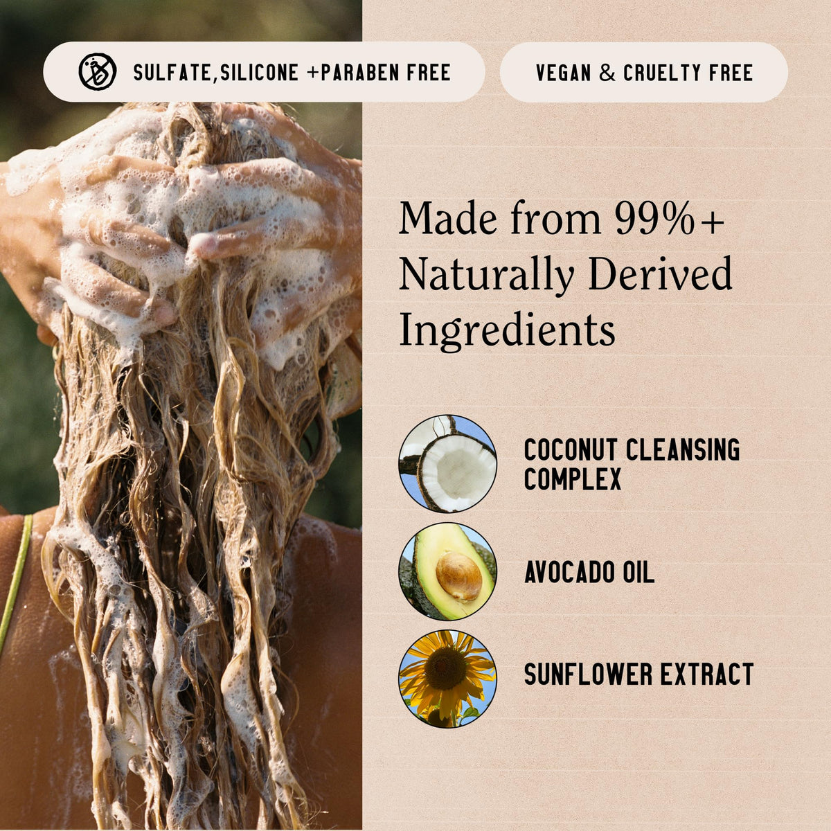 Recycled packaging label on California Naturals bottle showing eco-friendly commitment