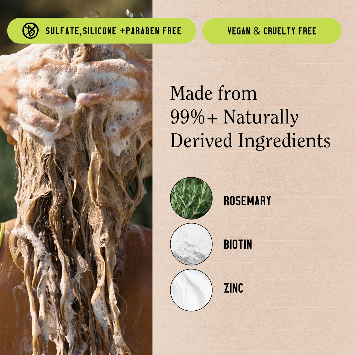 California Naturals Re:GRO foamy texture demonstrating gentle lather and cleansing