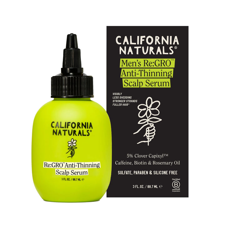 California Naturals Re:Gro front packaging showing bottle and label benefits