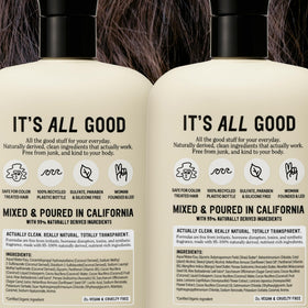 California Naturals bottles in a hand for scale showing true 20 fl oz size benefit