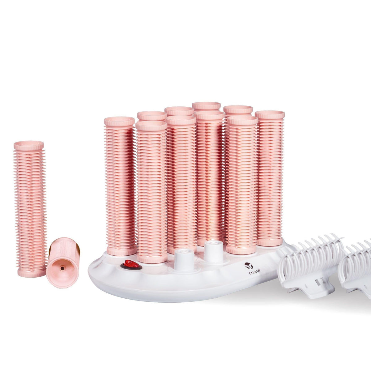 CALISTA front view of long hot roller set showing base and rollers for fast styling