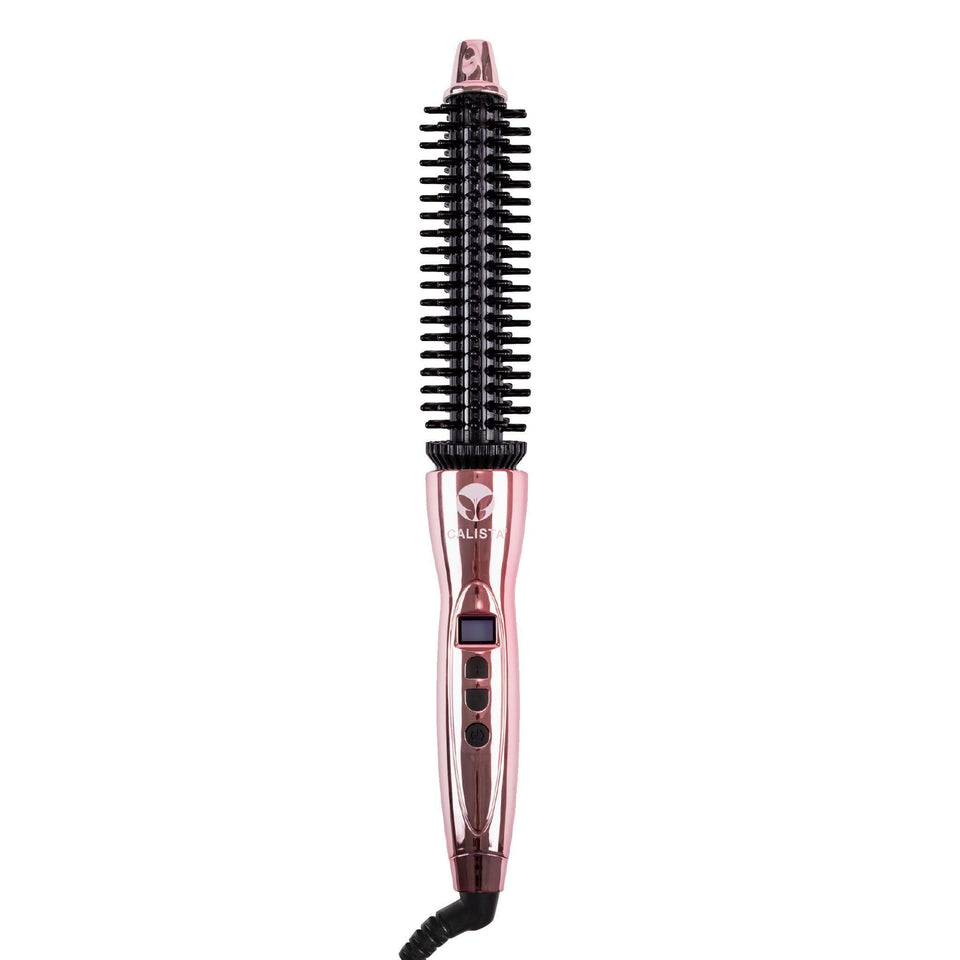 Calista Perfecter Pro front view showing rose gold barrel and handle, easy styling