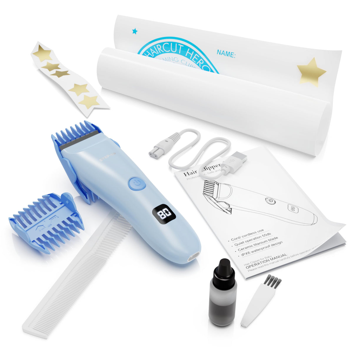 CALMING CLIPPER low-noise electric clipper set showing gentle motor