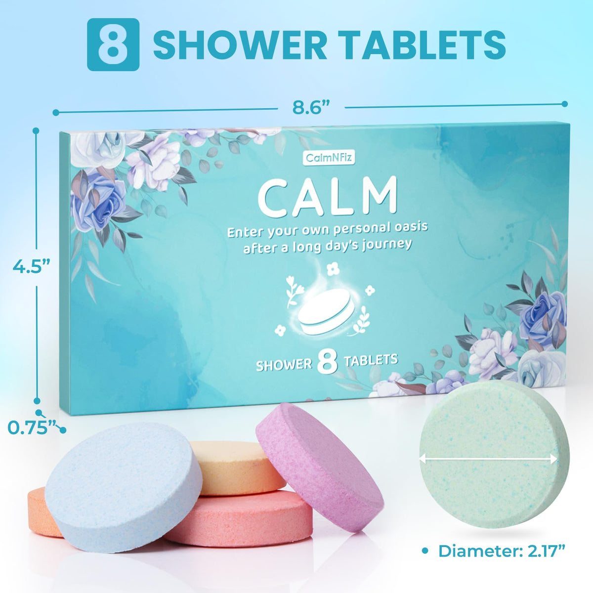 CalmNFiz tablet close-up texture highlighting dissolve quality and fragrance release