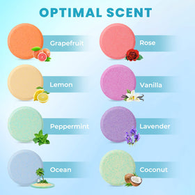 CalmNFiz eight tablets arranged to display variety enabling personalized scent choice
