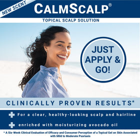 CalmScalp oils ingredient display showing avocado and grapeseed conditioning