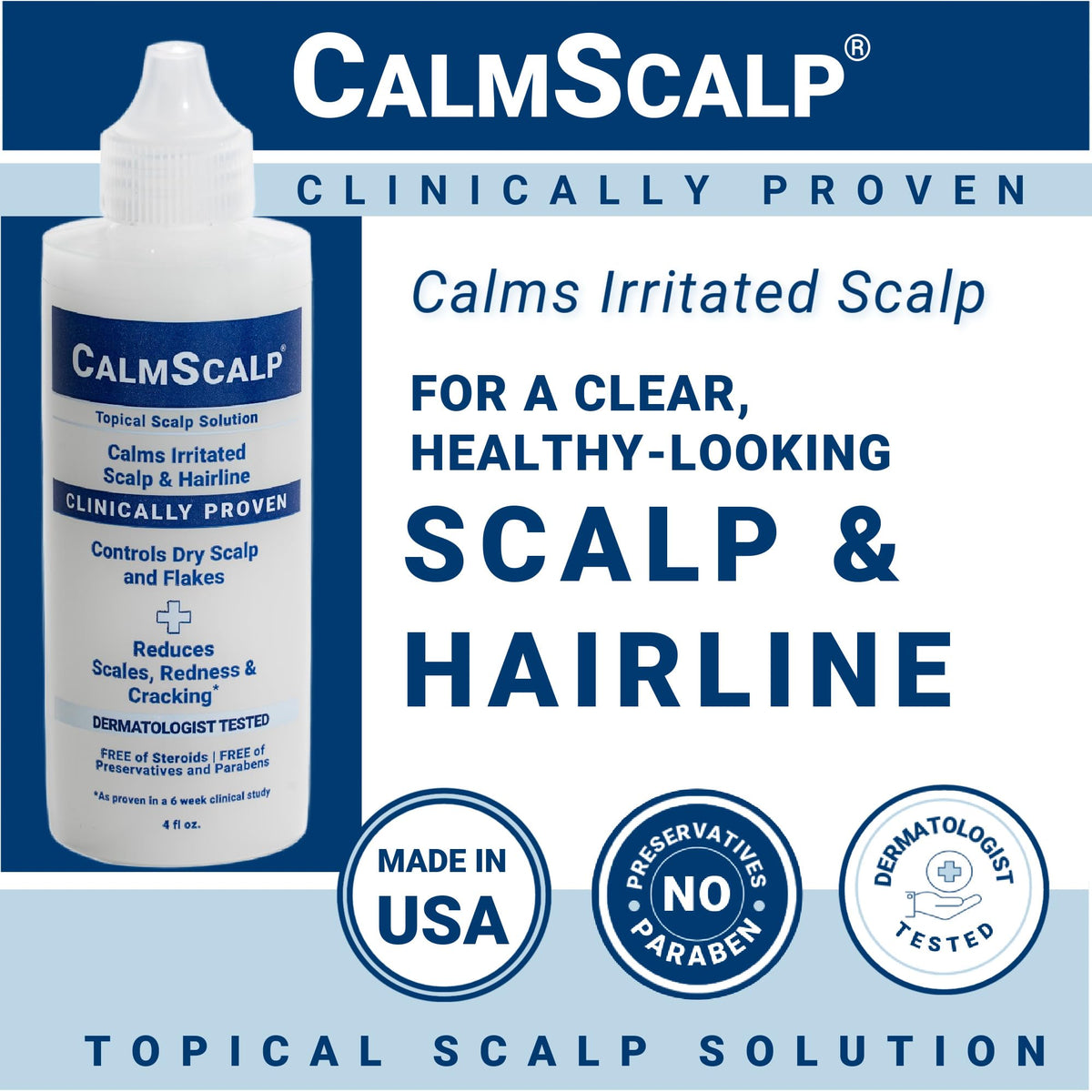 CalmScalp on shelf lifestyle shot conveying easy everyday use benefit