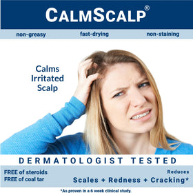 CalmScalp quick absorption demo illustrating fast-drying, non-staining finish