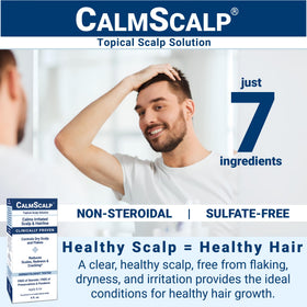 CalmScalp scalp before and after comparison showing reduced visible flakes