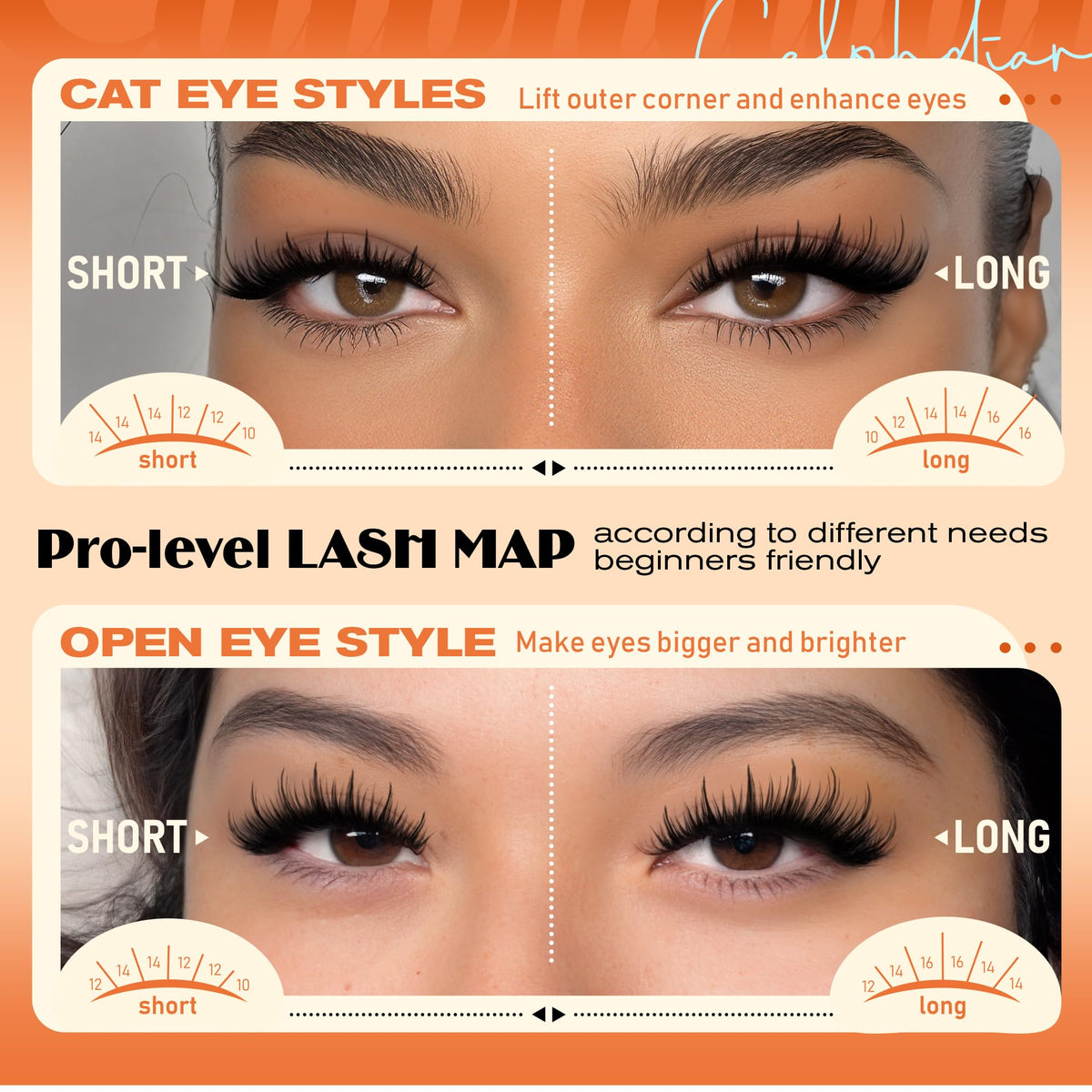 calphdiar cat-eye look on model showing lifted outer corners and dramatic volume benefit