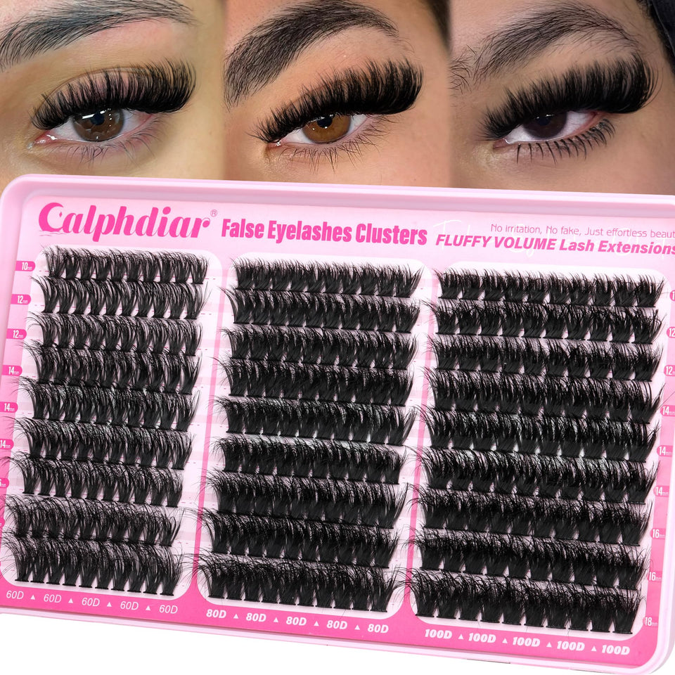 calphdiar front packaging showing 270pcs faux mink clusters for customizable volume