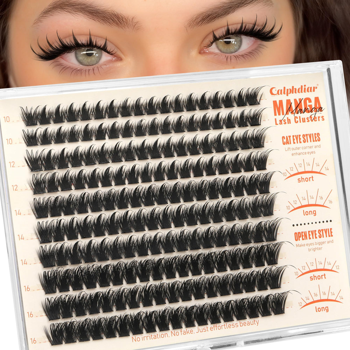 calphdiar front packaging showing lash clusters and styling maps