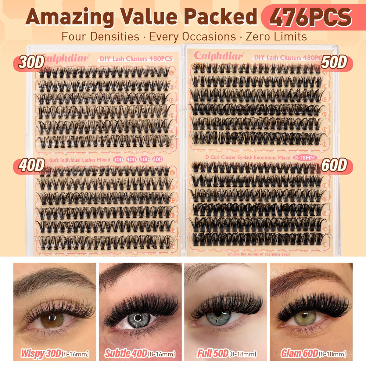 calphdiar array of 8–18mm lengths illustrating customizable shaping benefit