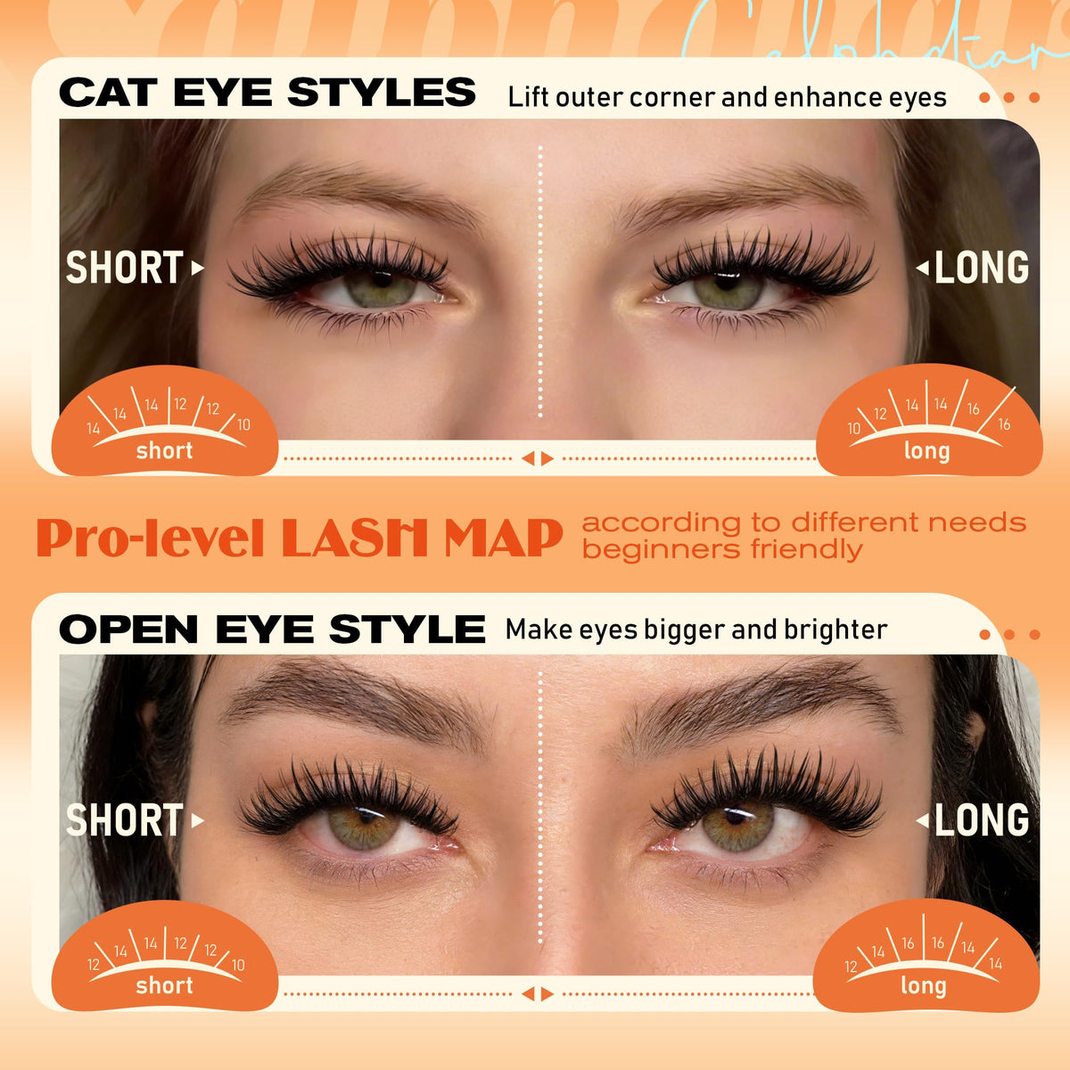 calphdiar lashes on eye showing open-eye brightening effect