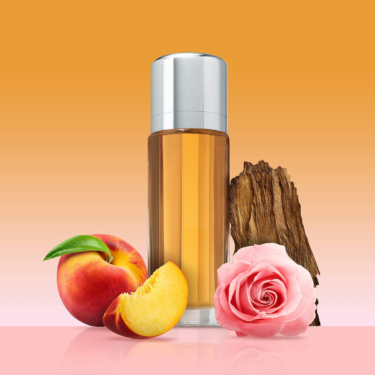 Calvin Klein Escape side profile highlighting bottle contours and amber liquid depth