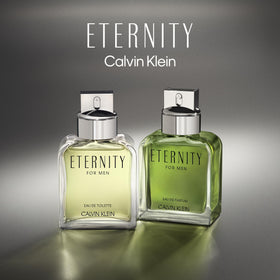 Calvin Klein Eternity notes and ingredients visual indicating fresh herbal and woody benefit