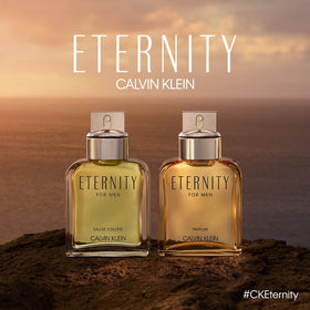 Calvin Klein Eternity on bathroom shelf lifestyle shot conveying daily routine convenience