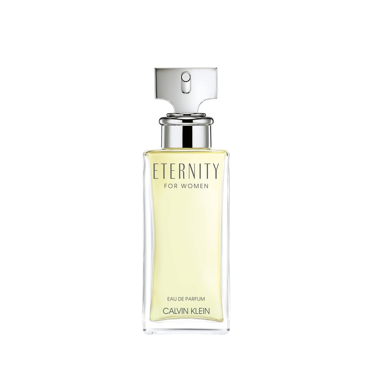 Calvin Klein Eternity bottle front view showing elegant design and easy identification