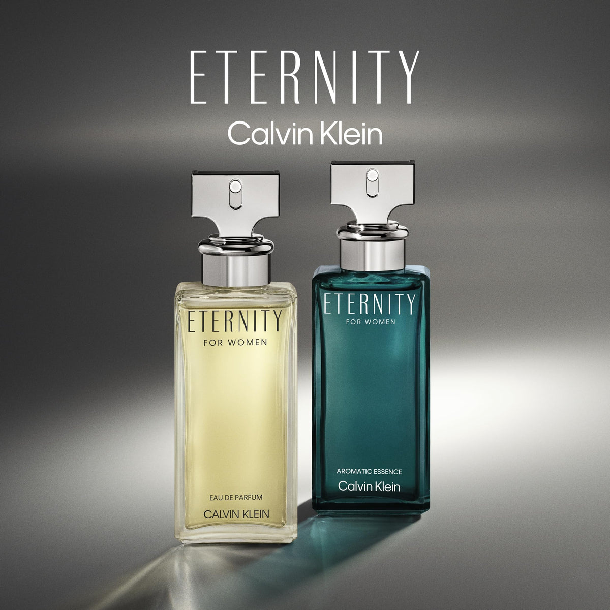 Calvin Klein Eternity bottle on dresser in lifestyle scene conveying sophistication