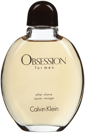 Calvin Klein Obsession aftershave front bottle showing sleek packaging and immediate scent appeal
