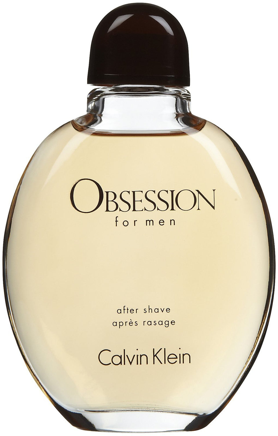 Calvin Klein Obsession aftershave front bottle showing sleek packaging and immediate scent appeal