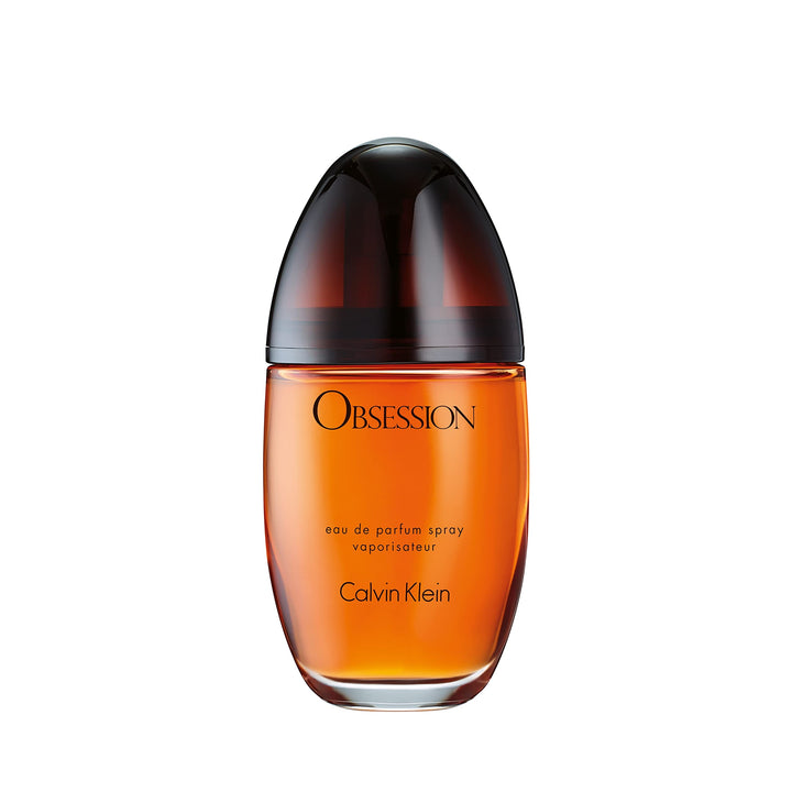 Calvin Klein Obsession front bottle showing elegant glass and label, conveys premium appeal