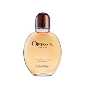 Calvin Klein Obsession front bottle showing label and glass, conveys bold presentation