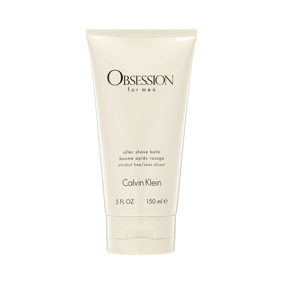 Calvin Klein Obsession For Men aftershave front bottle view showing signature scent and grooming benefit