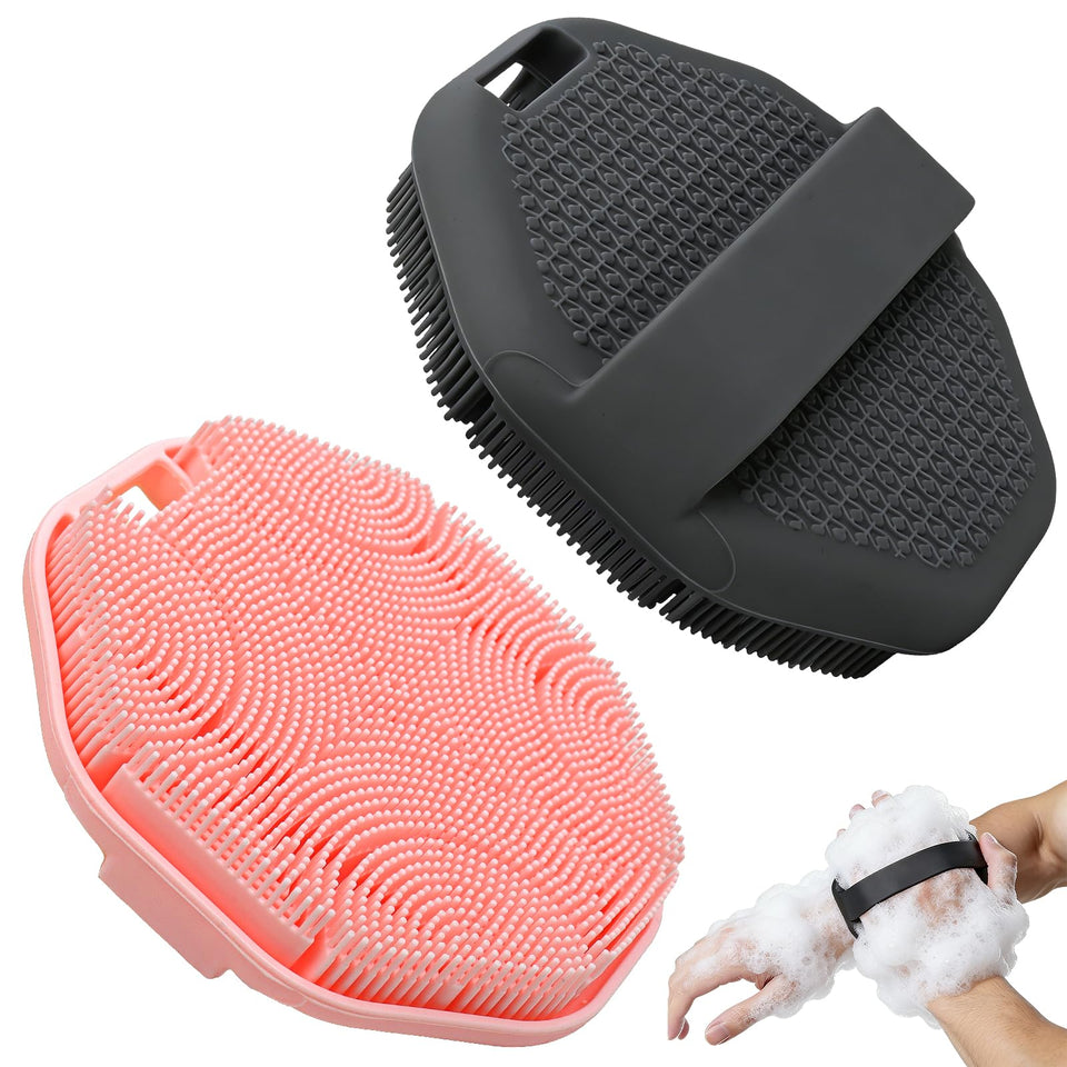 CAMENDE front view of pink and black scrubbers showing colors and shape for hygienic cleansing