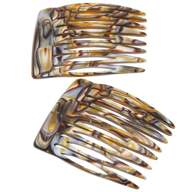 Camila front view of onyx side comb showing polished finish and compact size