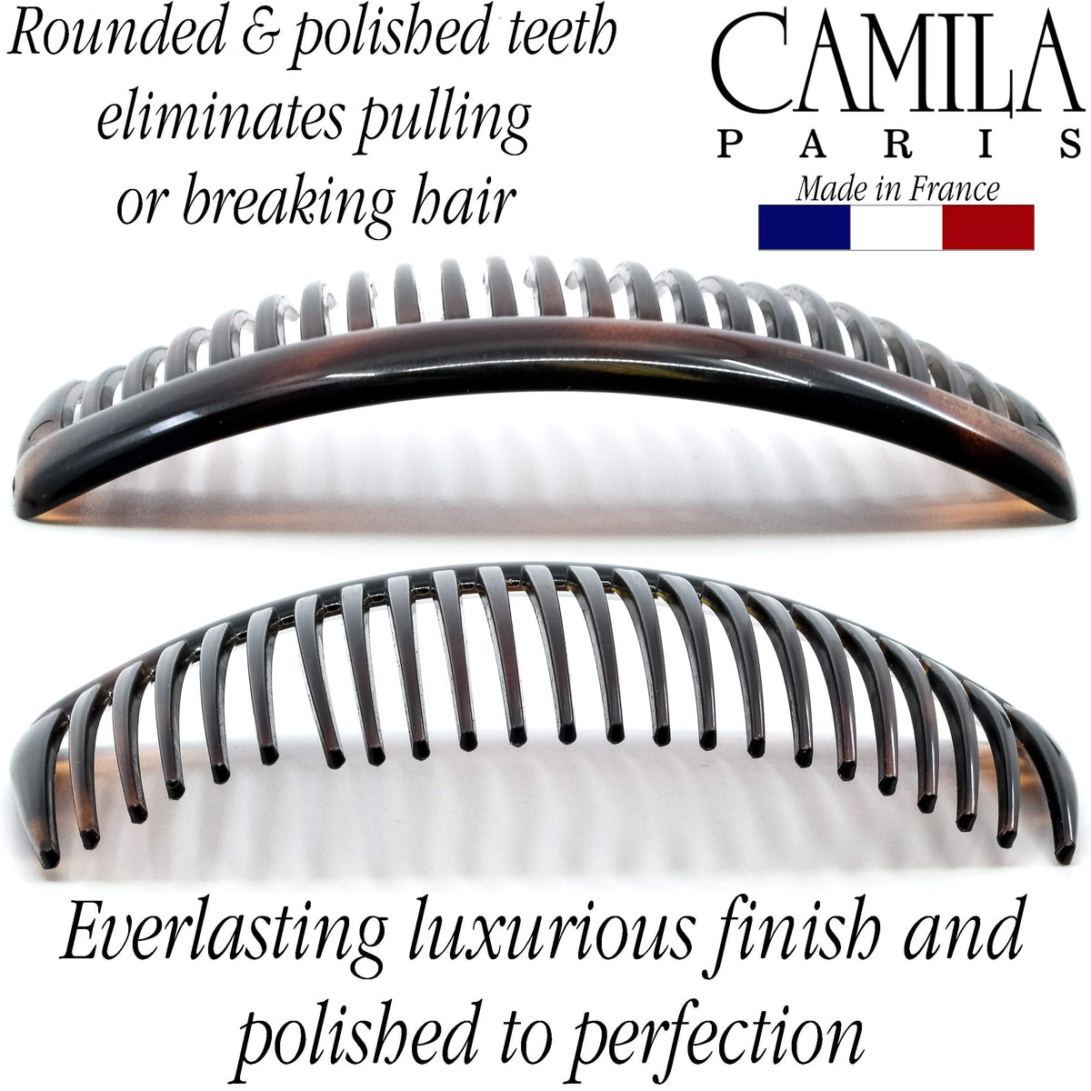 Camila Paris glossy cellulose acetate finish highlighting durable elegant surface