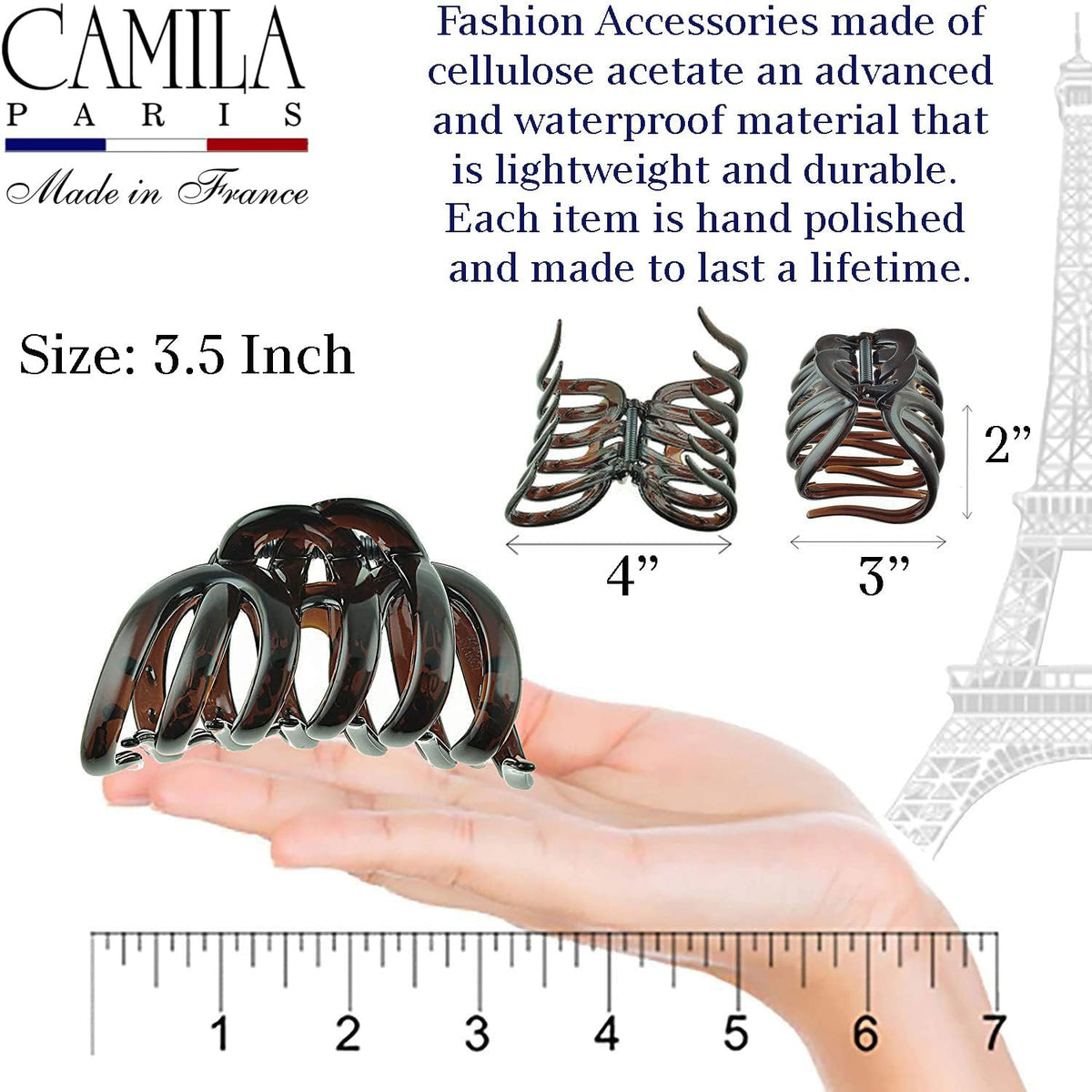Camila Paris securing a half-up style quickly and neatly