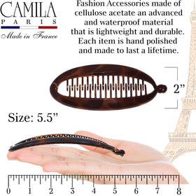 Camila Paris held in hand to show 5.5-inch scale for full ponytail capacity