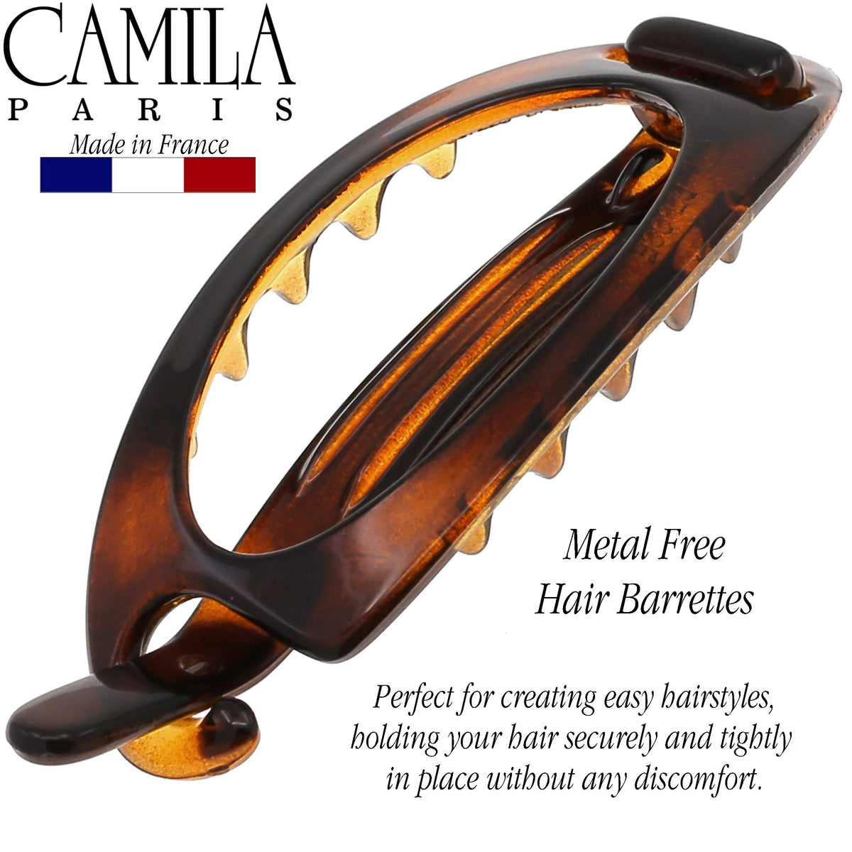 Camila Paris polished finish reflecting light, indicating long-lasting glossy look